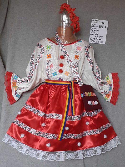 Costum popular pentru copii marimea 6 (7-8-9 ani)