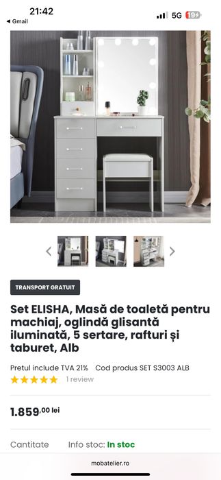 Masa de toaleta pentru machiaj