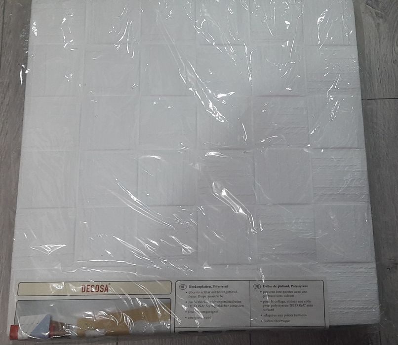 Tavan fals decorativ,polistiren expandat,F Dublin,alb,50x50x0.8 cm,Nou