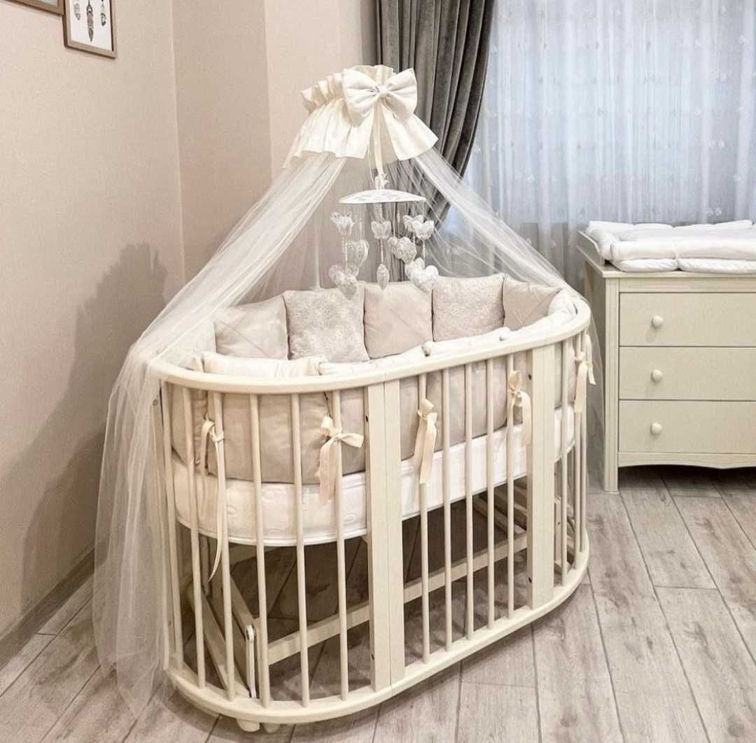 Детская кроватка круглая Baby Lux  Aisha трансфомер 8в 1 с маятником.