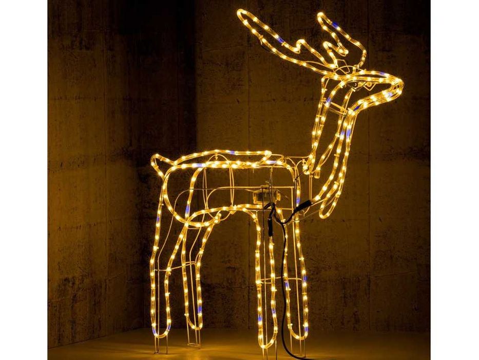 Светещ коледен елен 3D с автоматично мърдаща се глава 150см топло бял