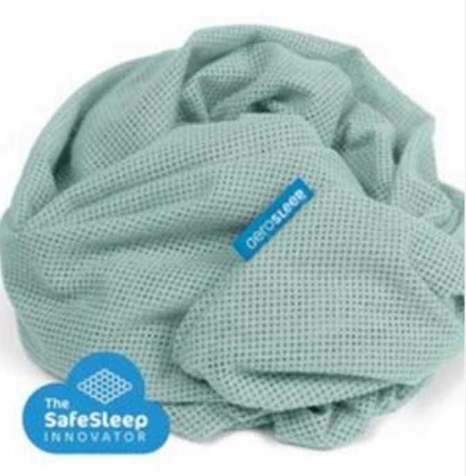 Cearceaf Aerosleep antisufocare, vernil, cu elastic, NOU, 120x60cm