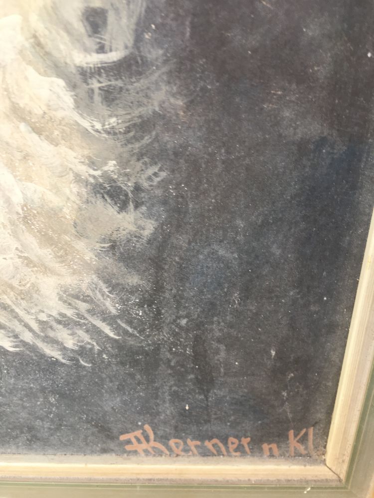 Tablou pictat batran bavarez cu pipa
