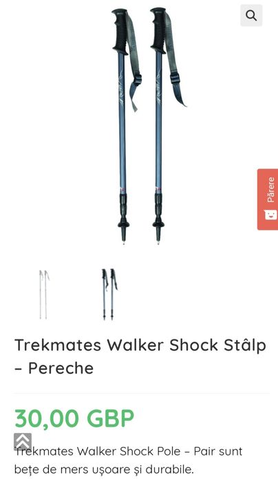 Bețe de trekking noi, telescopice TREKMATES Walker Shock, max 135 cm.