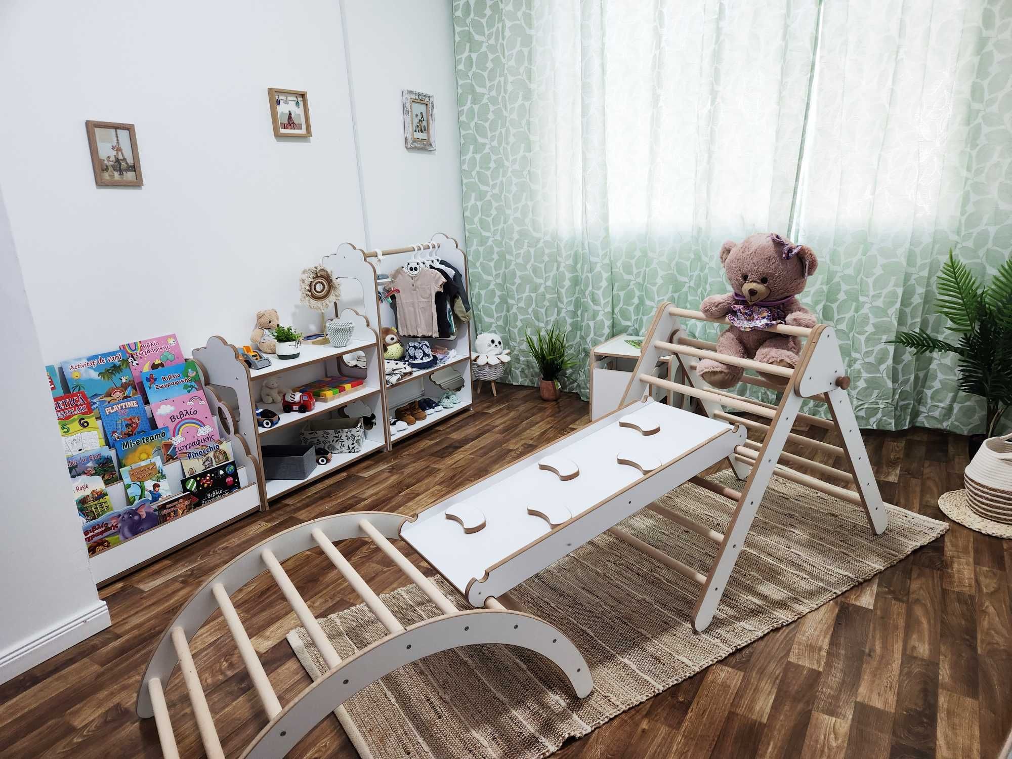 Montessori Set Triunghi pliabil Pikler + Tobogan+ Arc Pickler + Perna