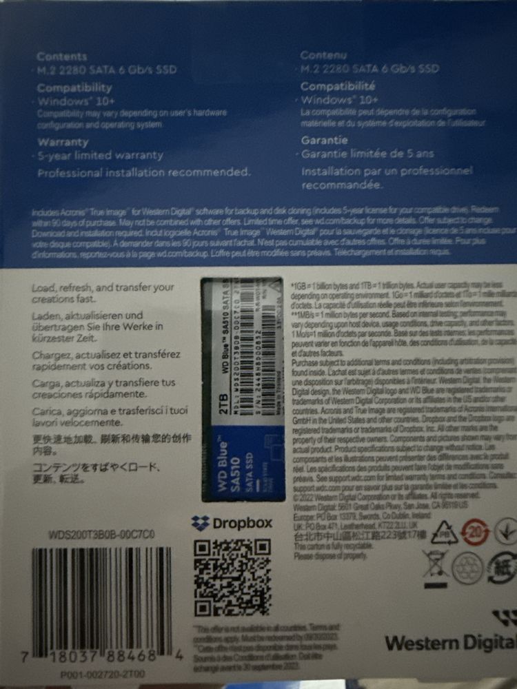 Ssd western digital wd blue SA510 2tb sata iii m2 nou sigilat