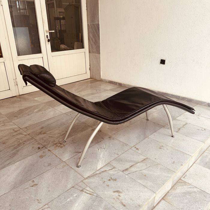 Датски релакс шезлонг от 90-те,естествена кожа,Дания