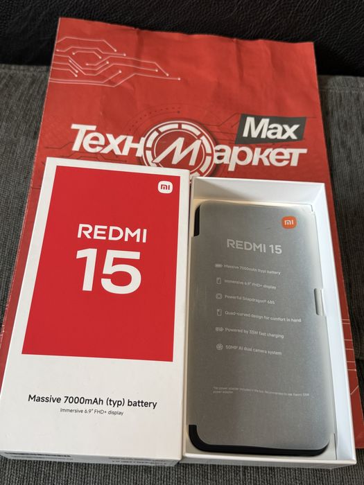 КАТО НОВ 256GB Xiaomi Redmi 15 Техномаркет Гаранция 2027г Black