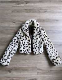 Късо леопардово пухено палто размер XS/S