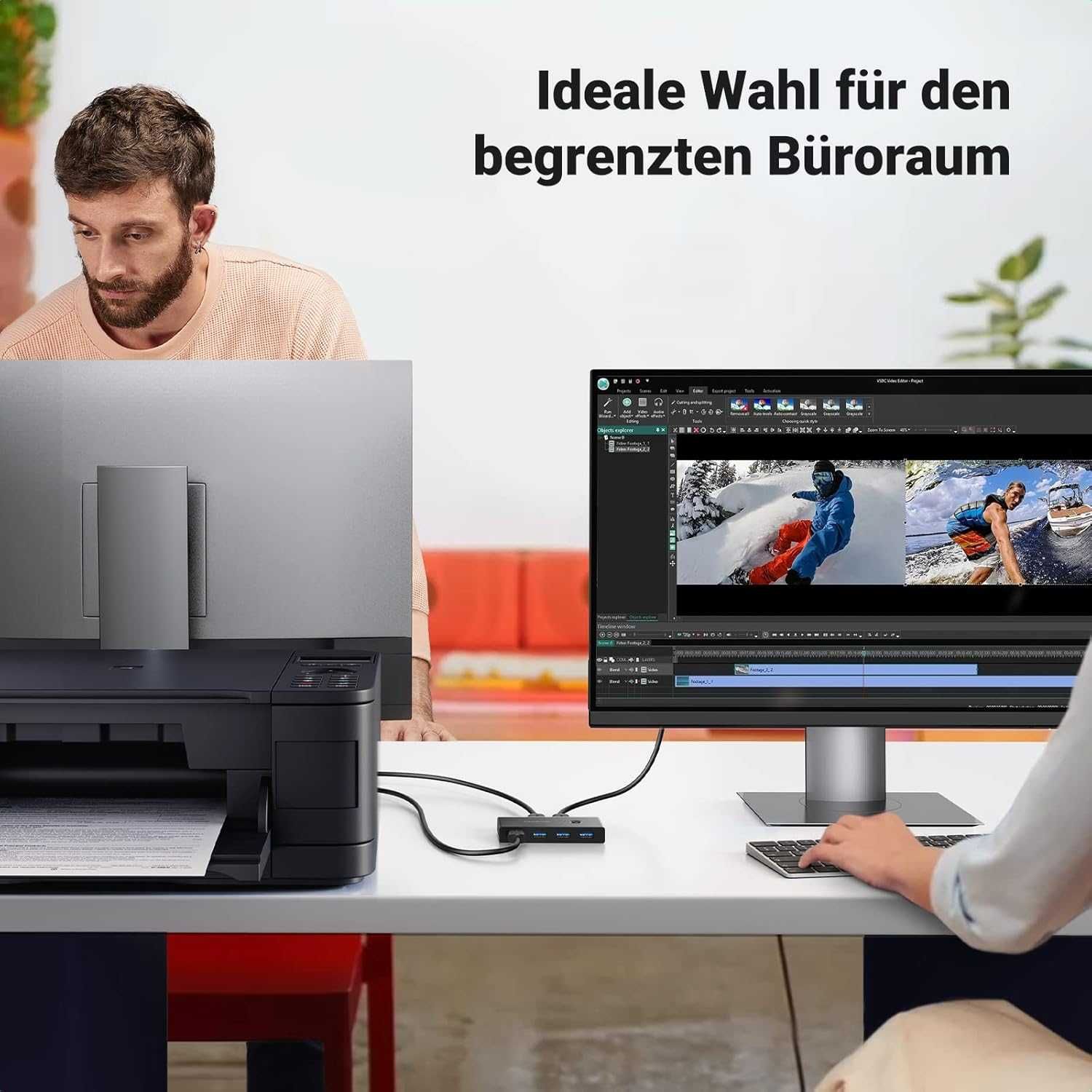 ПРОМО Нов UGREEN KVM Суич 2 x USB 3.0 към 4 x USB 3.0 5Gbps с Гаранция