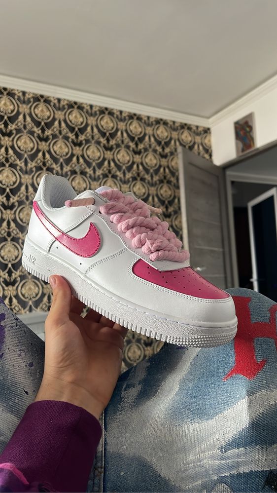 Nike Air Force 1 Candy Pink Rope Custom