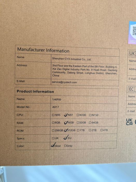 Laptop ACEMAGIC AX17 17.3" / Intel Alder Lake-N97 / 16 DDR4 /SSD 512GB