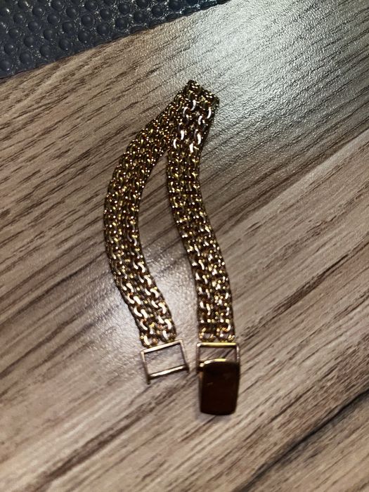 Золотой браслет, плетение бисмарк