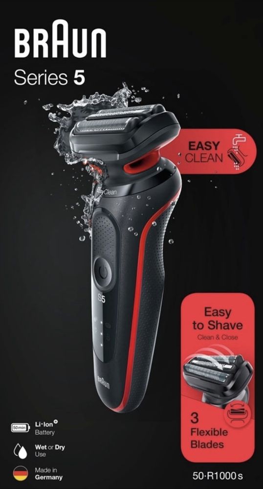 Электробритва Braun Series 5 50-R1000S сеточная от аккумулятора