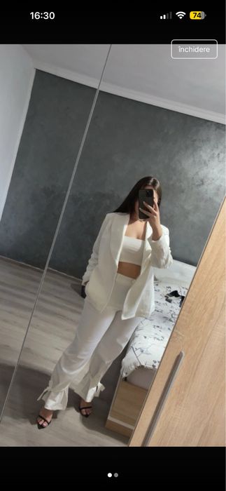 Costum alb SHEIN, purtat o singura data, marimea L