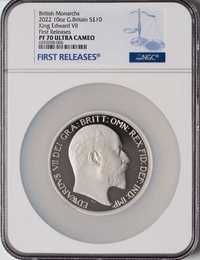 2022 Edward VII - 10oz £10 -NGC PF70 First Releases-Кутия и Сертификат