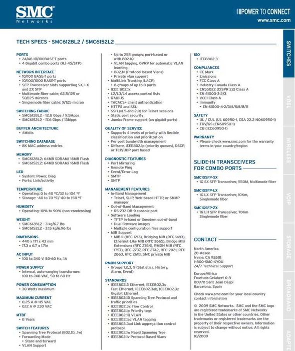 SMC 6128 PL2 Tiger  24-Port Ethernet Switch w/PoE