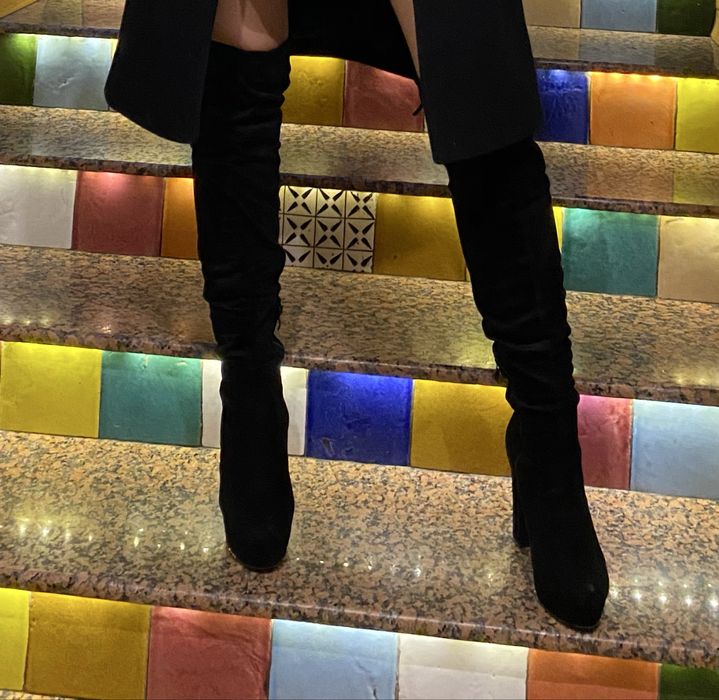 Черни чизми с дебел ток