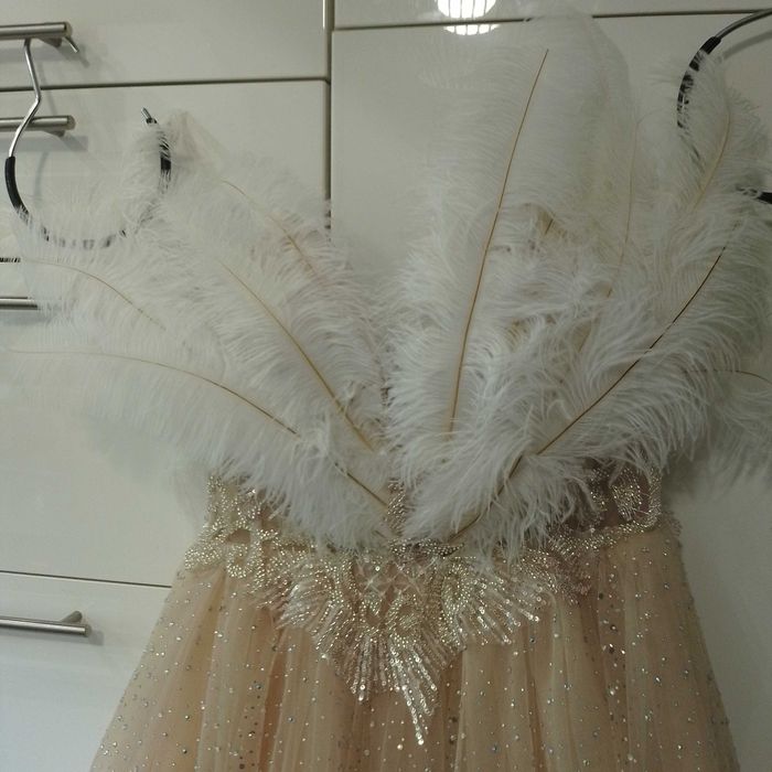 Рокля с Щраусови Пера и Сваровски Кристали
