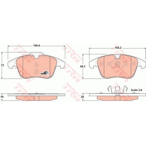 Placute frana Ford Galaxy (Wa6), 05.2006-06.2015, Mondeo 4 (Ba7), 03.2007-01.2015, S-Max (Wa6), 05.2006-12.2014, Land Rover Freelander 2 (Fa), 10.2006-10.2014, Volvo S60 2, 04.2010-, S80 2, TRW