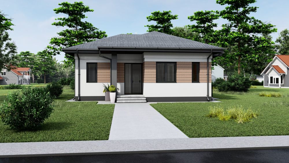 Case cu două dormitoare dining și baie bucătărie