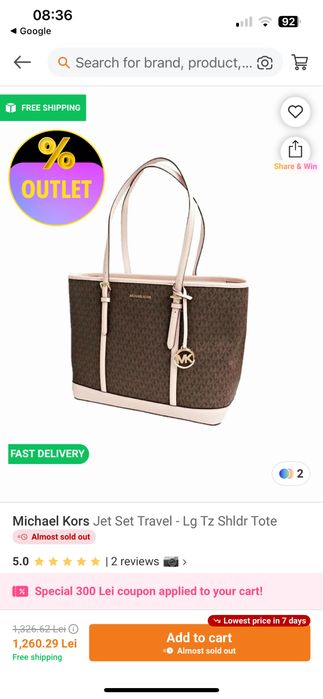 Super a geanta tote Jet Set Travel - MICHAEL KORS - noua
