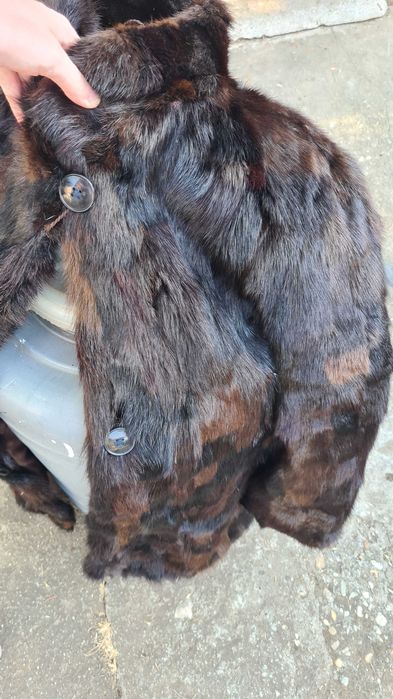 Haina de blana naturala din burti de  nurca neagra 3/4, superba