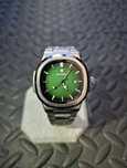 Ceas Poedagar barbati, Quartz, Verde texturat si Argintiu