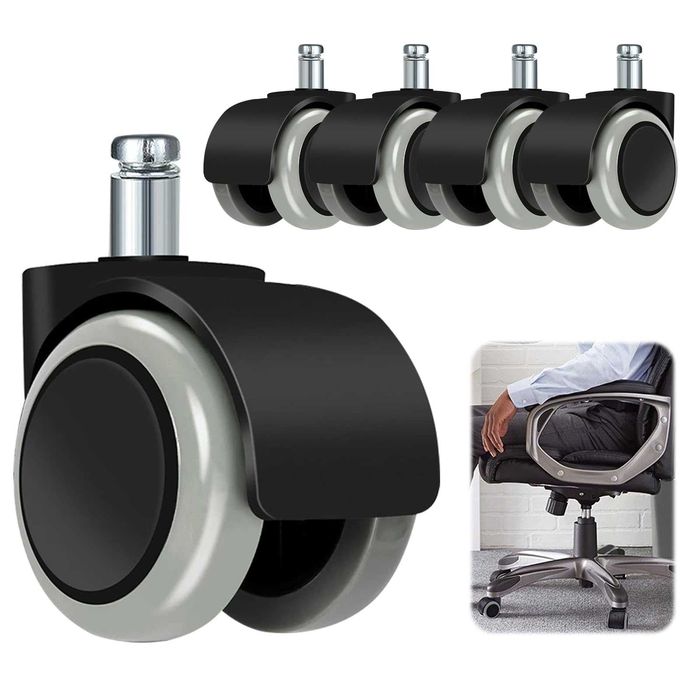 Set 5 Roți Universale pentru Scaun de Birou, Silențioase & Durabile