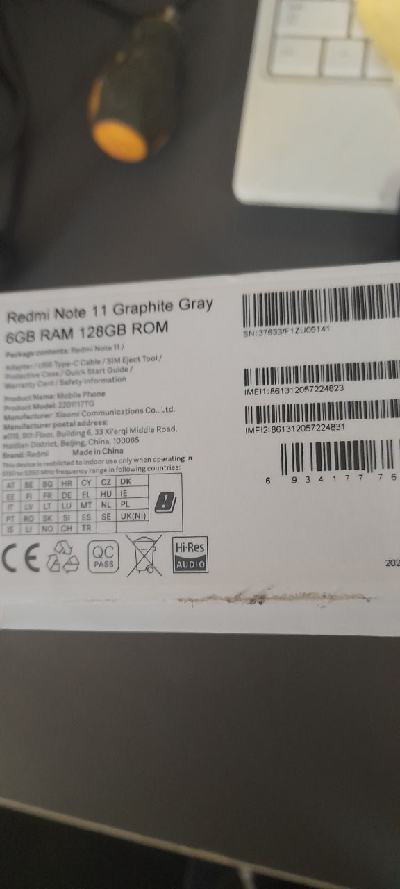 Продается Redmi Note 11 Graphite Gray 6GB Ram 128GB Rom