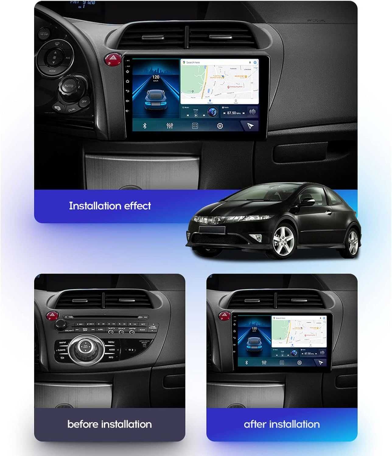 Мултимедия за Honda Civic Hatchback навигация плеър Android 2DIN