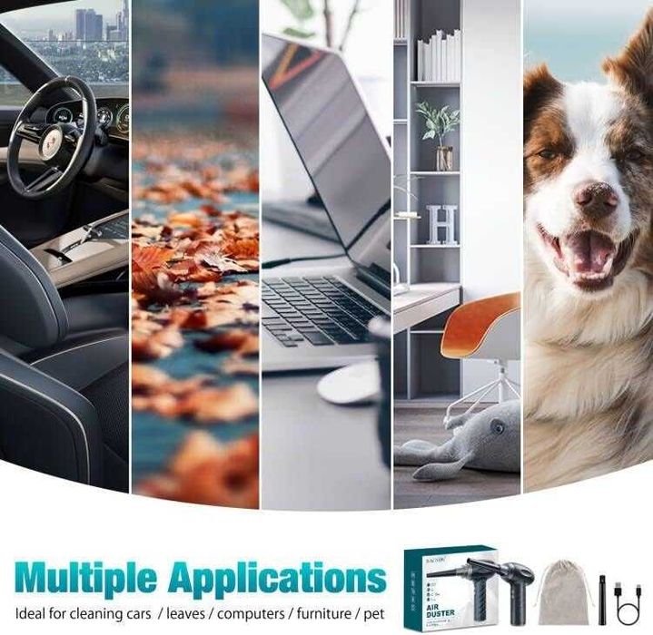 Прахосмукачка със сгъстен въздух KACNON K5,2500 mAh, LED светлина