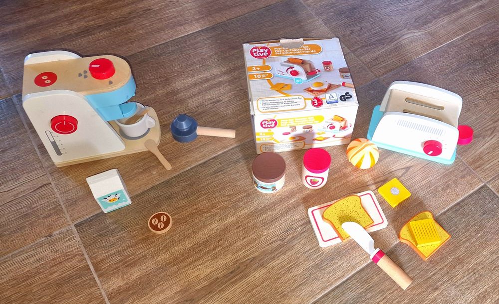 Дървени тостер + кафемашина