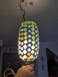Lampa tavan tip pendul cu abajur sticla gen vitraliu