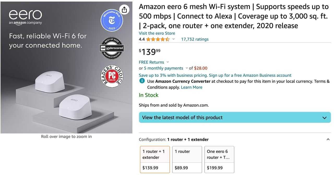 Amazon eero 6-MESH Wi-Fi 6 роутер