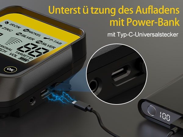 Сгъваем металотърсач, металдетектор с дисплей, USB C зареждане и чанта