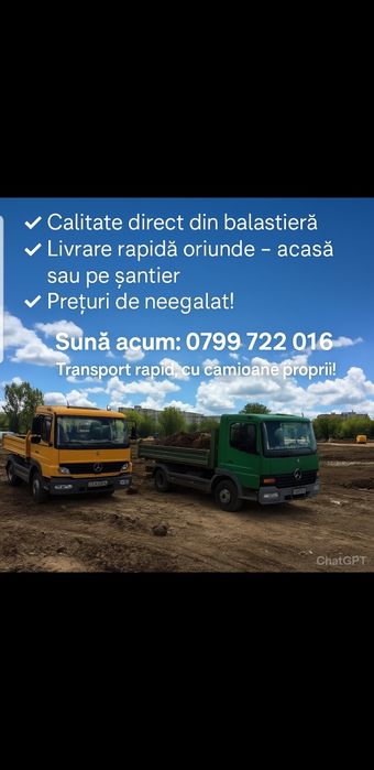 Transport nisip sort balast etc