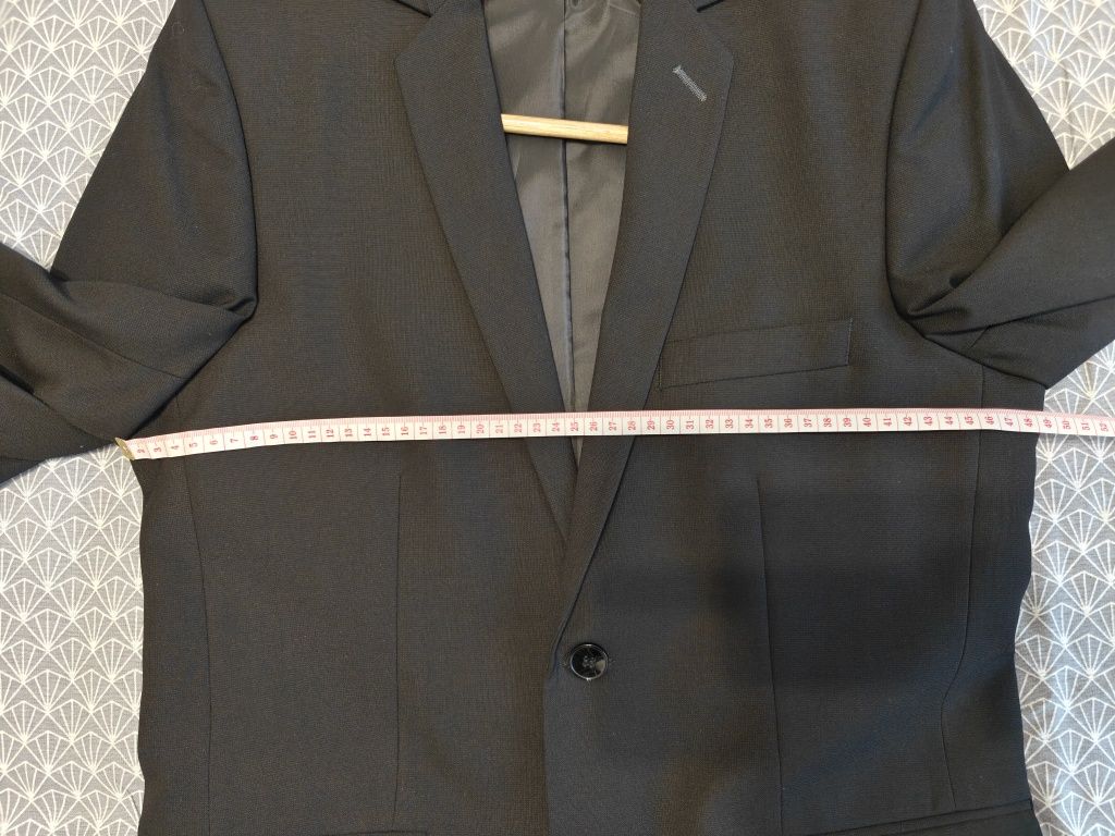 Costum (sacou și pantaloni) negru bărbați mărimea 48, făcut la comandă