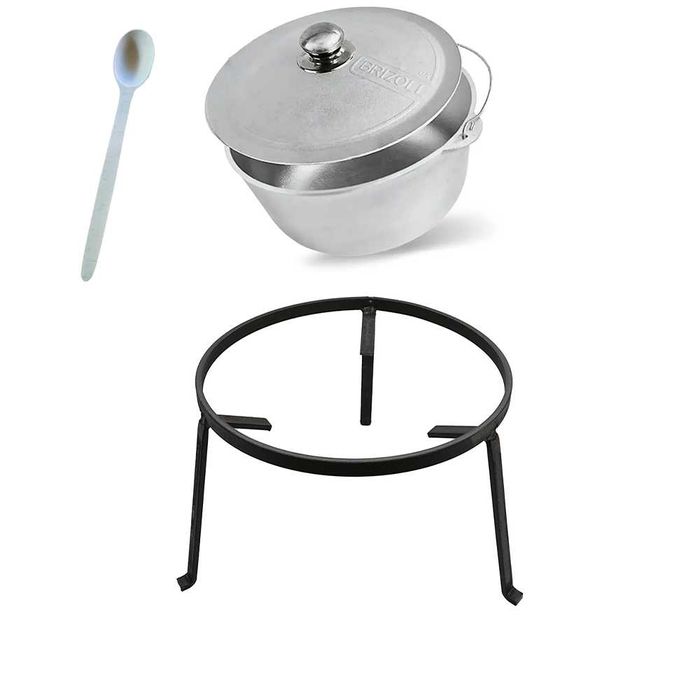 Ceaun Aluminiu cu capac 6L + Pirostrie + Lingura