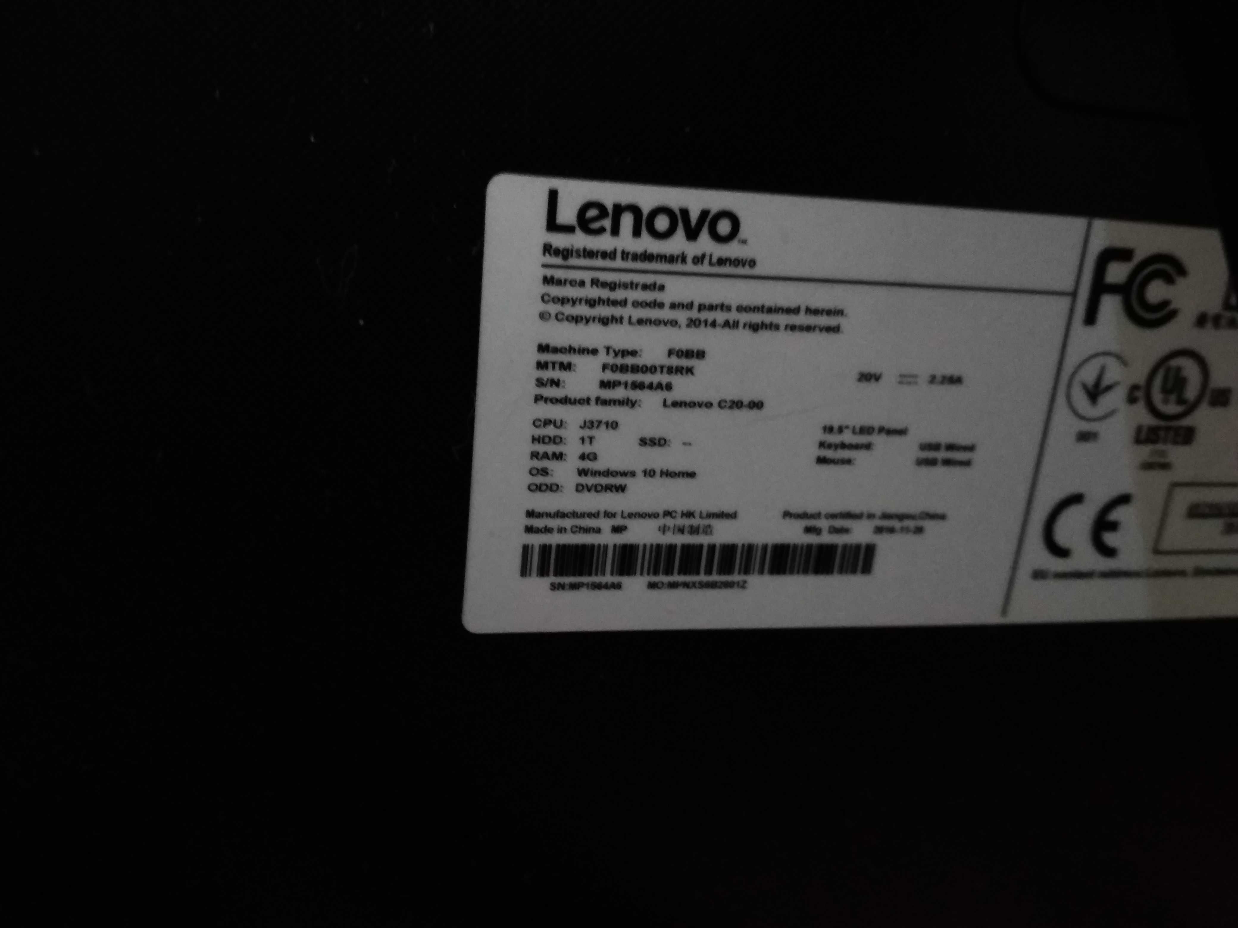 Моноблок LENOVO  C20-00