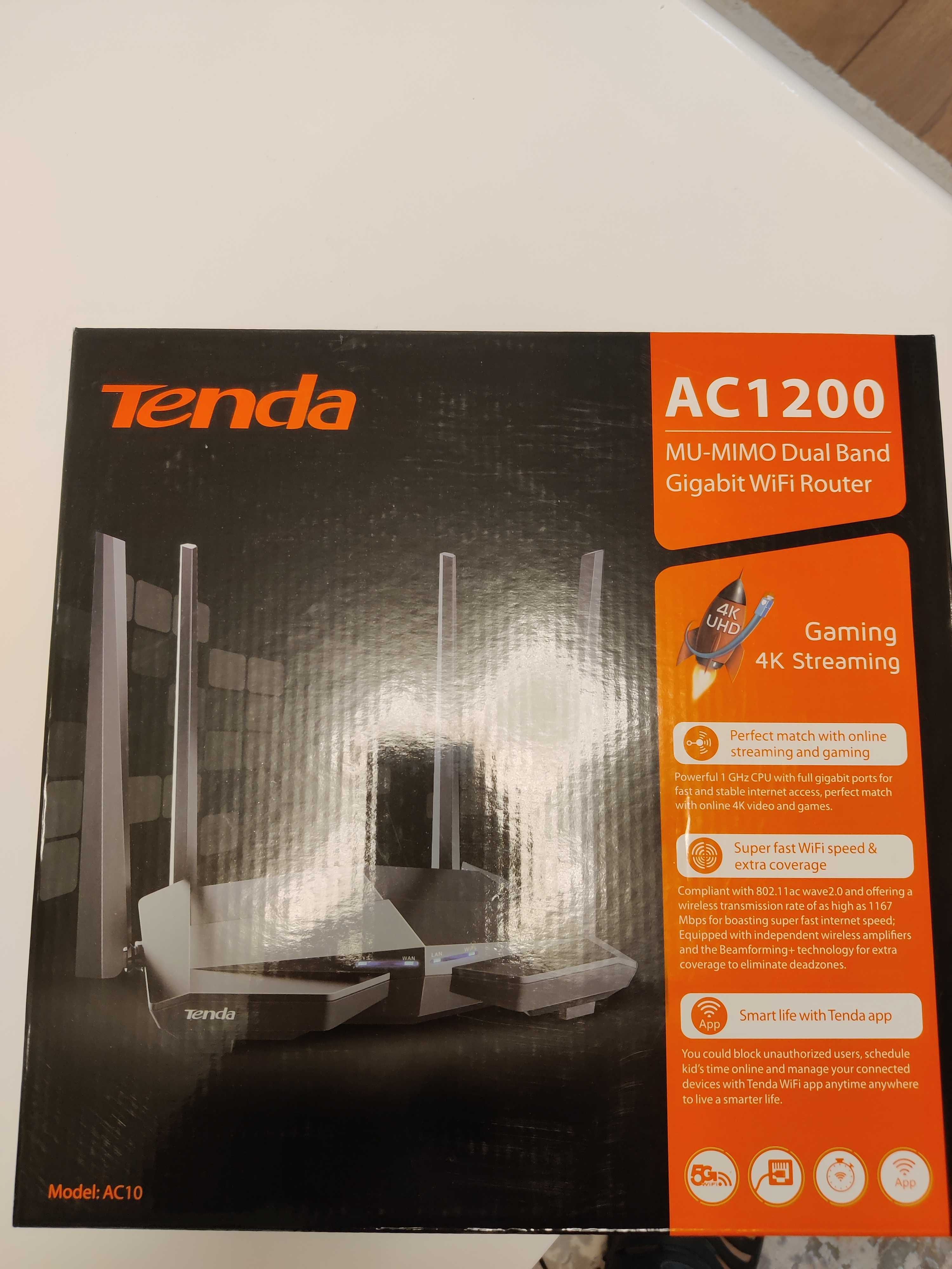 Router Wireless Gigabit TENDA AC10, Dual-Band, 300 + 867 Mbps, negru