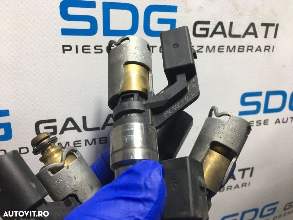 Injector Injectoare VW Passat B6 Jetta Touran Golf 5 Audi A3 Leon Toledo Octavia 2 1.4FSI 1.6FSI BLF BLP 2003 - 2010 COD : 03C 906 036 A / 0 261 500 016