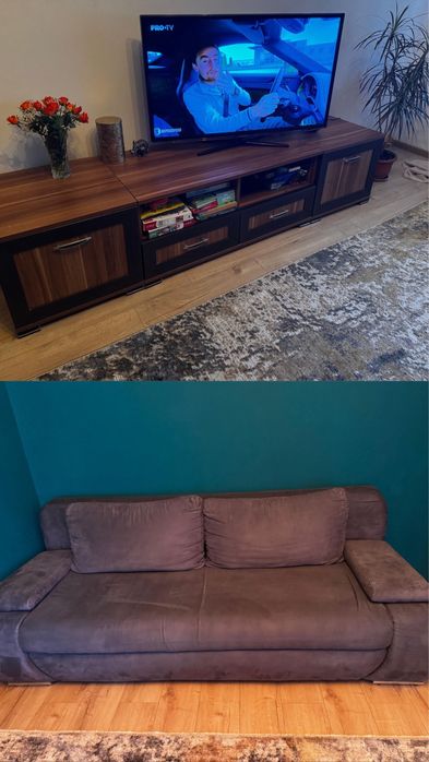 Canapea extensibilă + comodă TV – 500 lei