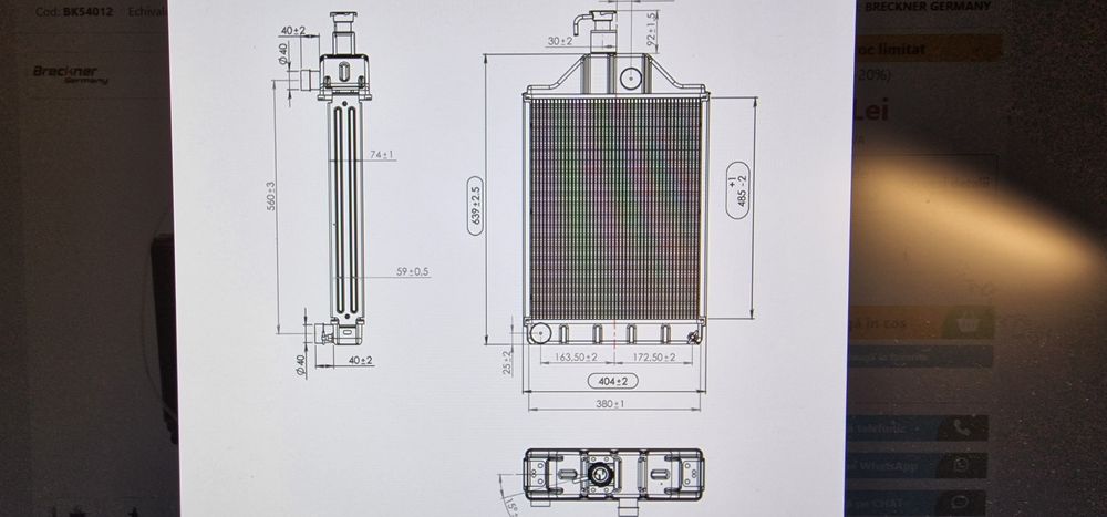 Radiator tractor Massey ferguson  seria 165 168 seria 168 F 168 S 175