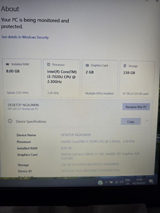 Laptop  HP 250 G7 i3 gen7