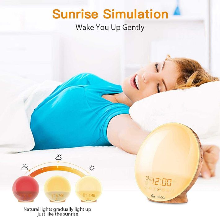 Часовник- лампа с бели звуци, изгрев/ залез и радио COULAX