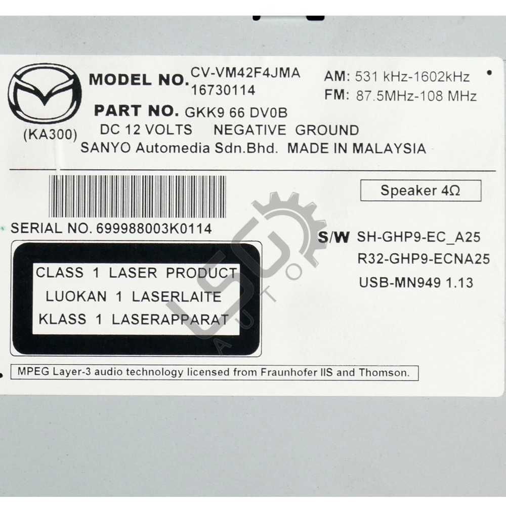 CD плеър Mazda 6 Estate (GJ, GL) 2013-2019 ID: 135546