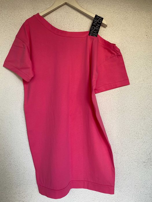 Rochie de vara roz, umar gol cu bareta, S/M, nou