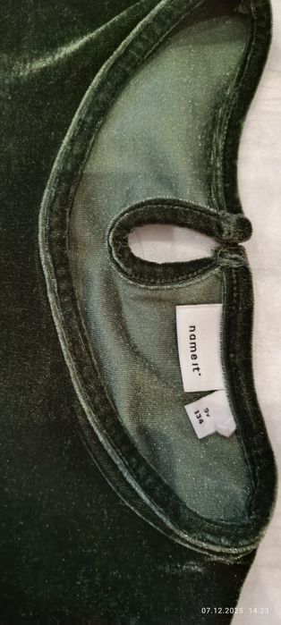 Коледна рокля Name it 9г, 134см, зелен плюш