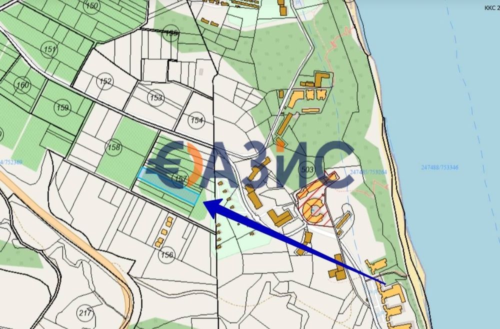 Парцел Земеделска земя на 500 м от морето в гр. Обзор, 3840 кв. м.,